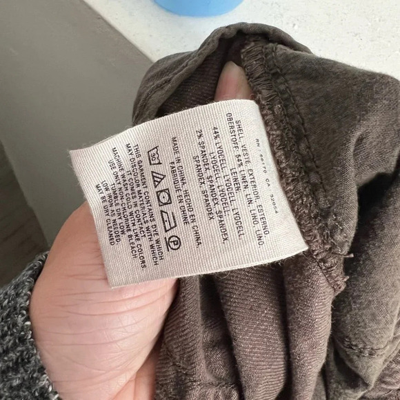 Anthropologie pilcro & the  letterpress brown wide leg crop linen pants size 27 - Picture 9 of 10